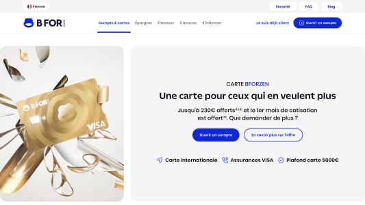 Capture du site bforbank.com pr�sentant l'offre BFORZEN jusqu'� 230 euros