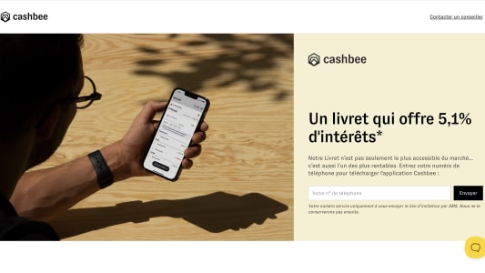 Capture du site cashbee.fr présentant le taux boosté sur le livret CFCAL