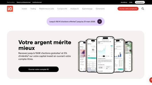Capture du site IG France pr&eacute;sentant les offres en cours pour mars 2026