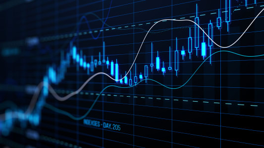Sch&eacute;ma montrant la croissance du march&eacute; boursier.