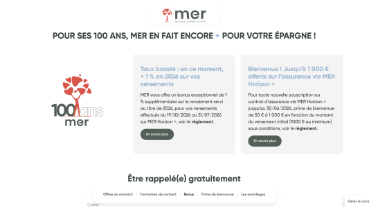 MER Horizon + : jusqu'&agrave; 1 000 euros offerts et un bonus de rendement de 1% en 2026