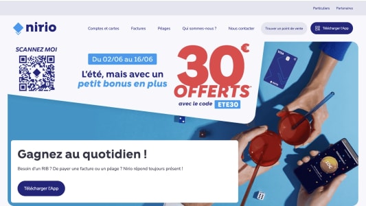 Nirio : une prime de 30 euros pour tester le Compte Plus et ses services premium
