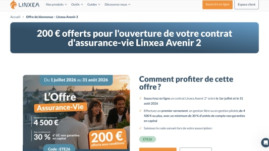 Offre Linxea : 200 ? offerts pour assurance-vie