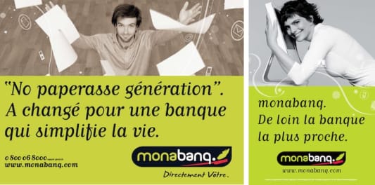 Publicits Monabanq - Directement vtre et De loin la banque la plus proche