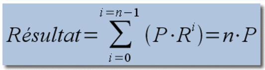 Formule d'une suite gomtrique de premier terme P et de raison 1