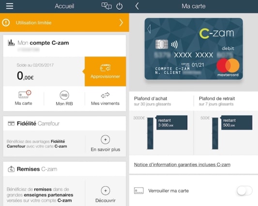 Page d'accueil Application C-zam 