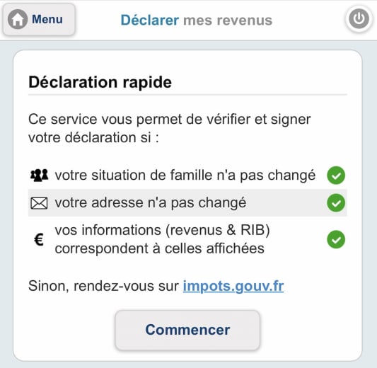 Avertissement déclaration de revenus sur mobile