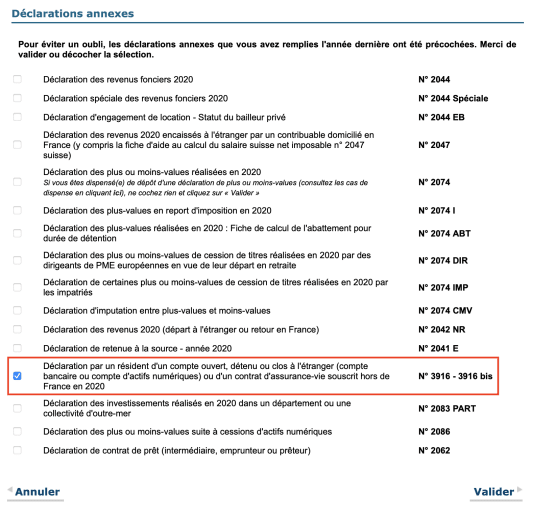 Impts 2021, dclaration compte tranger