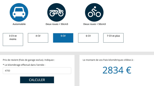 impots bareme kilomtrique