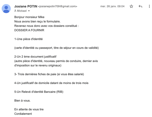 Capture d'�cran arnaque cr�dit entre particuliers