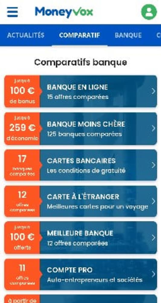 Application MoneyVox - Comparatifs