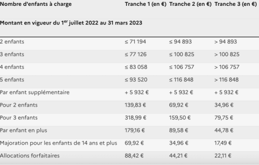 Les plafonds de ressources applicables en 2023 pour les allocations familiales