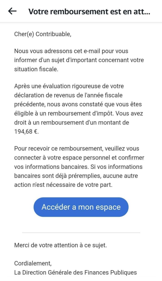 Campagne de SMS frauduleux