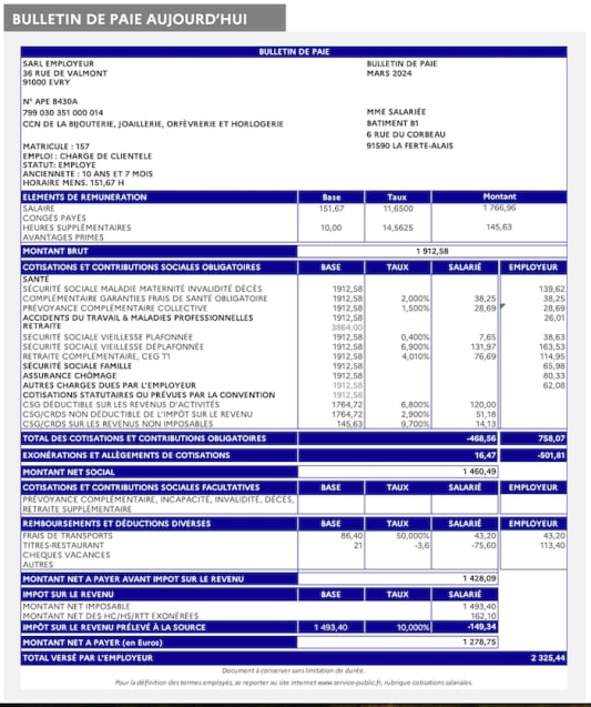 modle bulletin de salaire