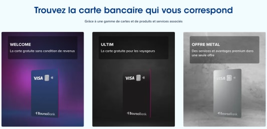Les cartes bancaires de BoursoBank.
