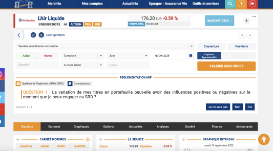 Capture d'cran d'une interface de trading d'actions.