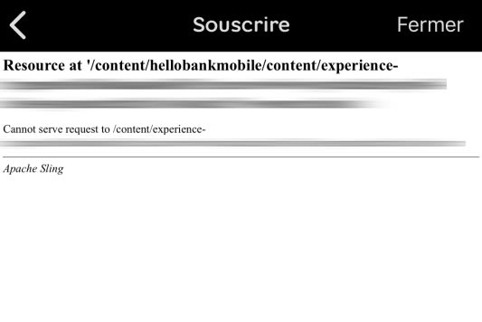 �cran d'erreur Apache Sling sur une interface mobile.