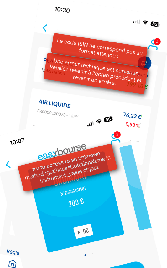 Capture d'�cran bug application EasyBourse