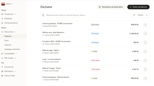 Pr&eacute;sentation de la page du module de facturation Shine