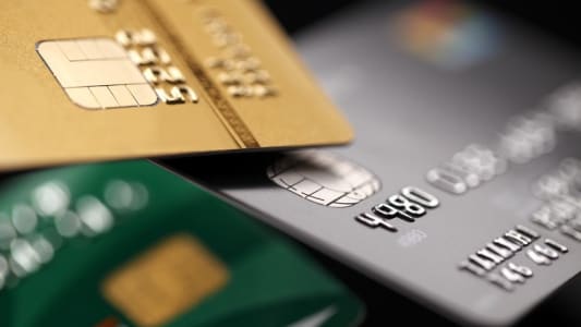 Cartes bancaires en gros plan