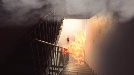 Incendie dans les parties communes d'un immeuble