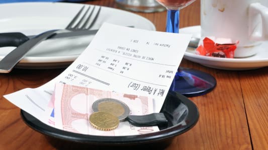 Facture dans un restaurant