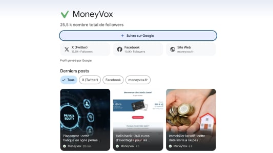 Capture d'cran du profil Google de MoneyVox